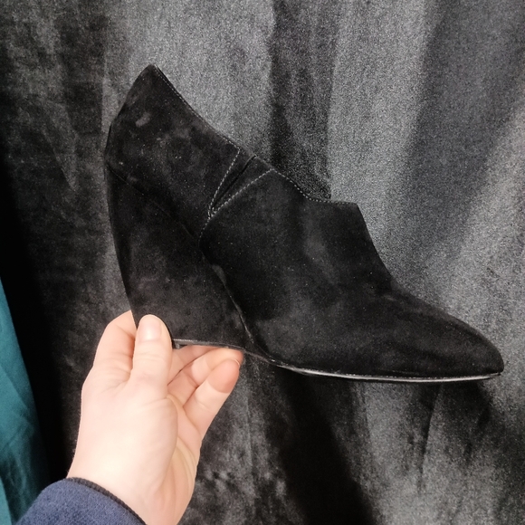 Charles Black Suede Wedge Booties - Picture 5 of 11